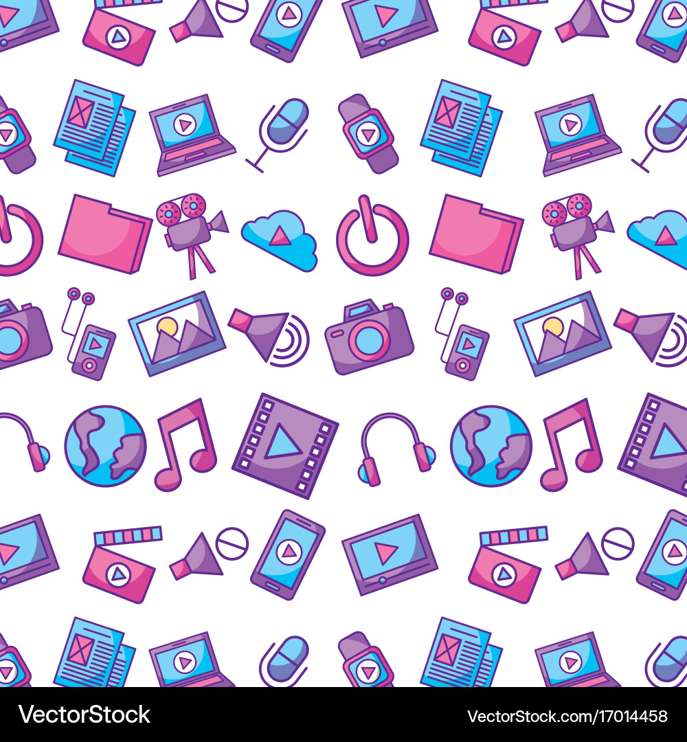 Multimedia tech pattern background vector image