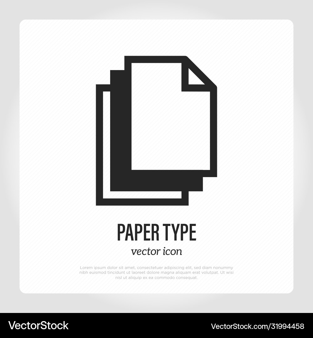Paper type thin line icon stack different Vector Image