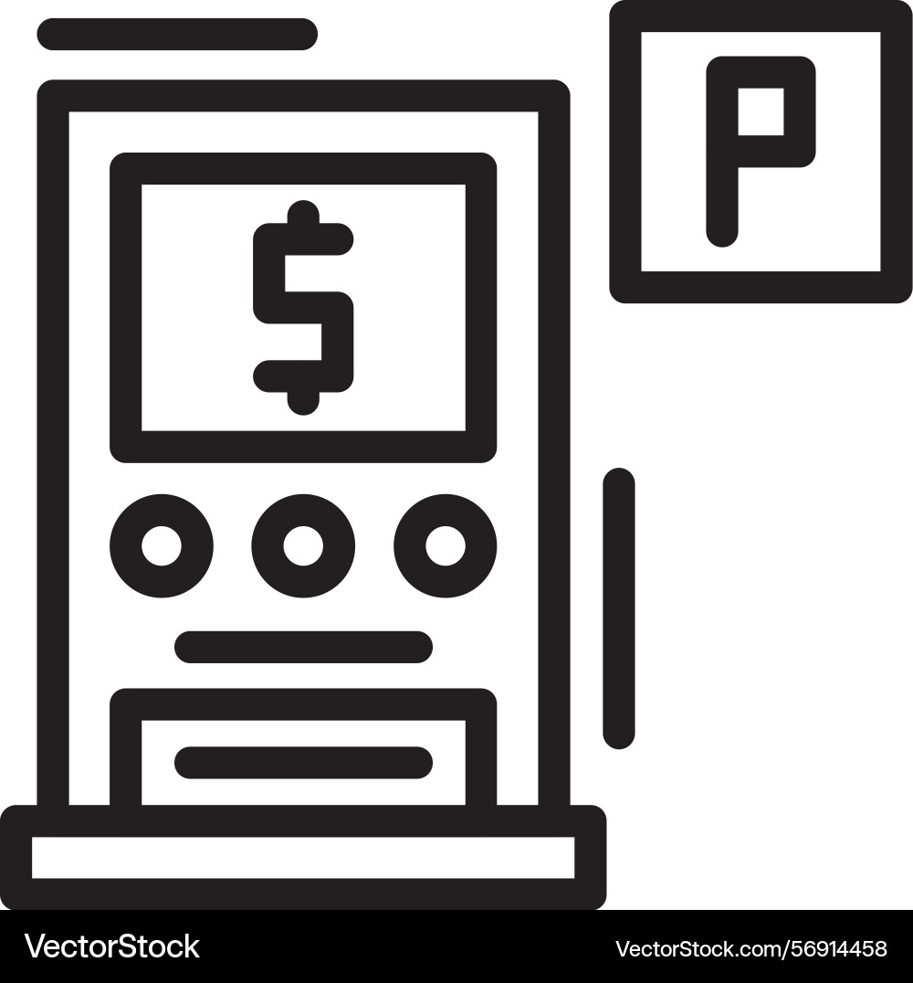 Pay and display parking linear style icon design vector image