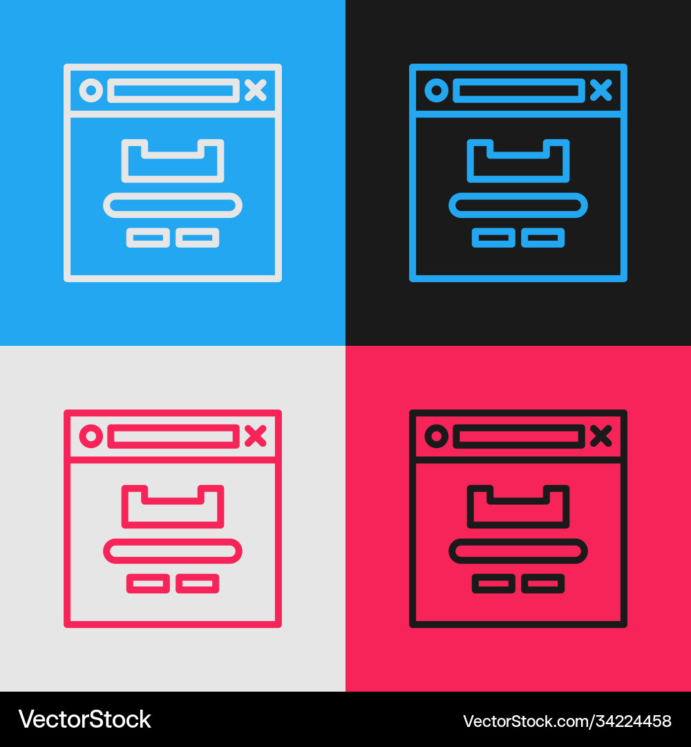 Pop art line browser window icon isolated on color Pop art line browser window icon isolated on color vector image