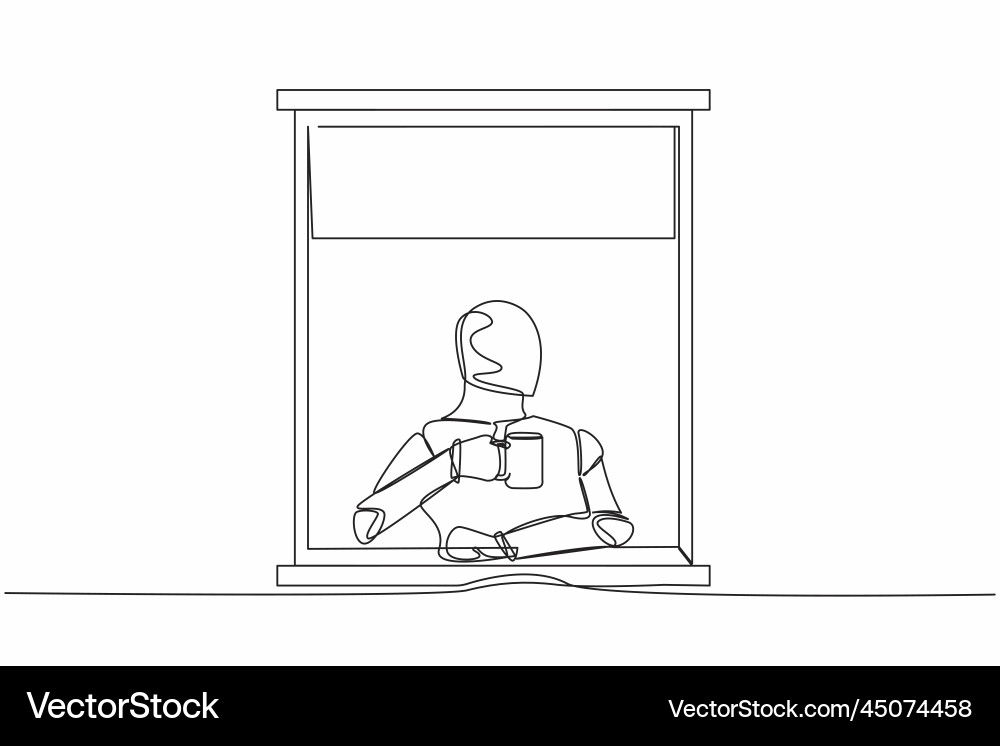 Robot Enjoying a Window View vector image