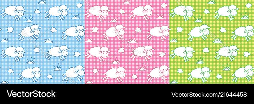 Seamless pattern set with funny sheeps and clouds Seamless pattern set with funny sheeps and clouds vector image