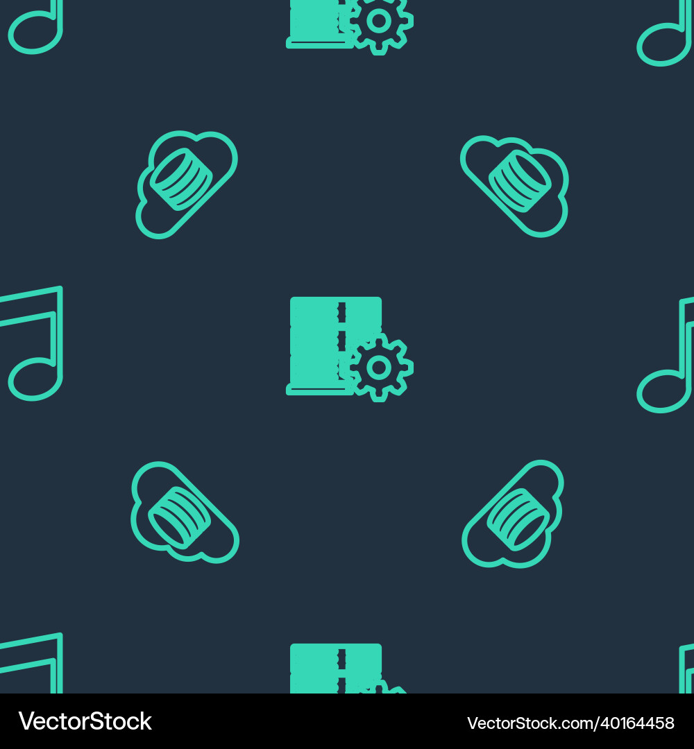 Set line server setting cloud database and music Vector Image