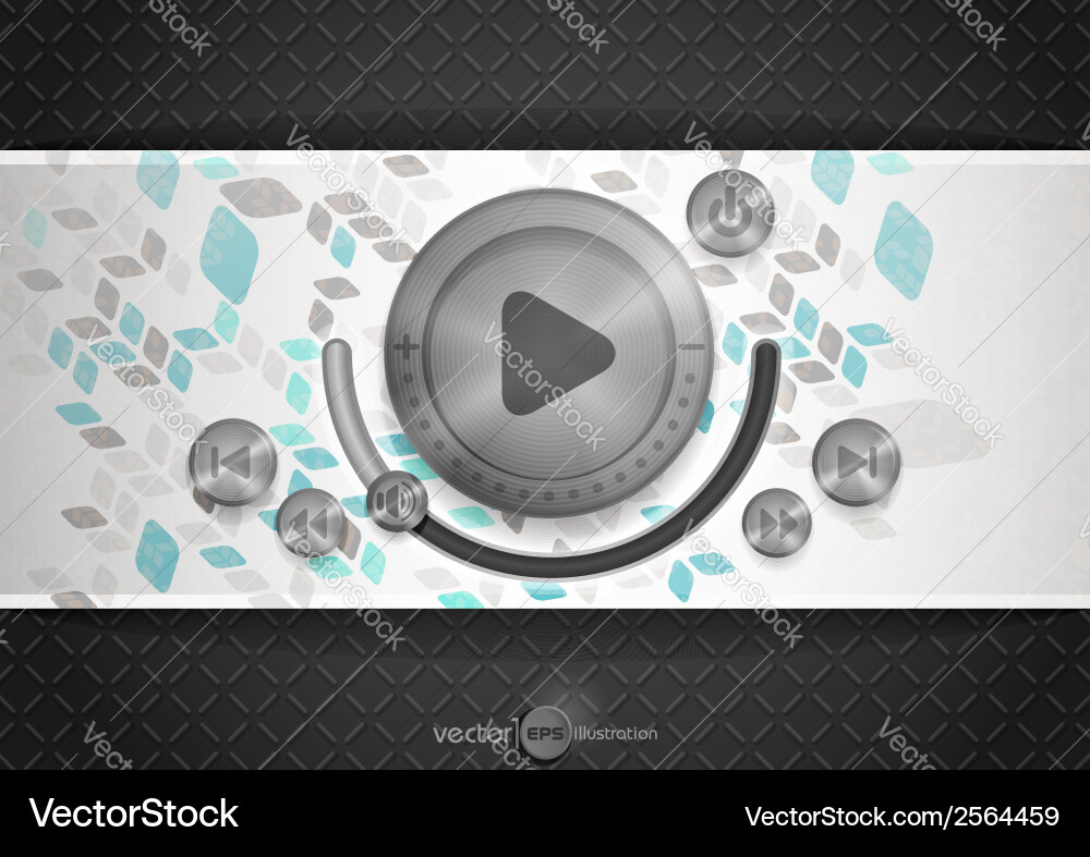 Abstract technology app icon with music button vector image