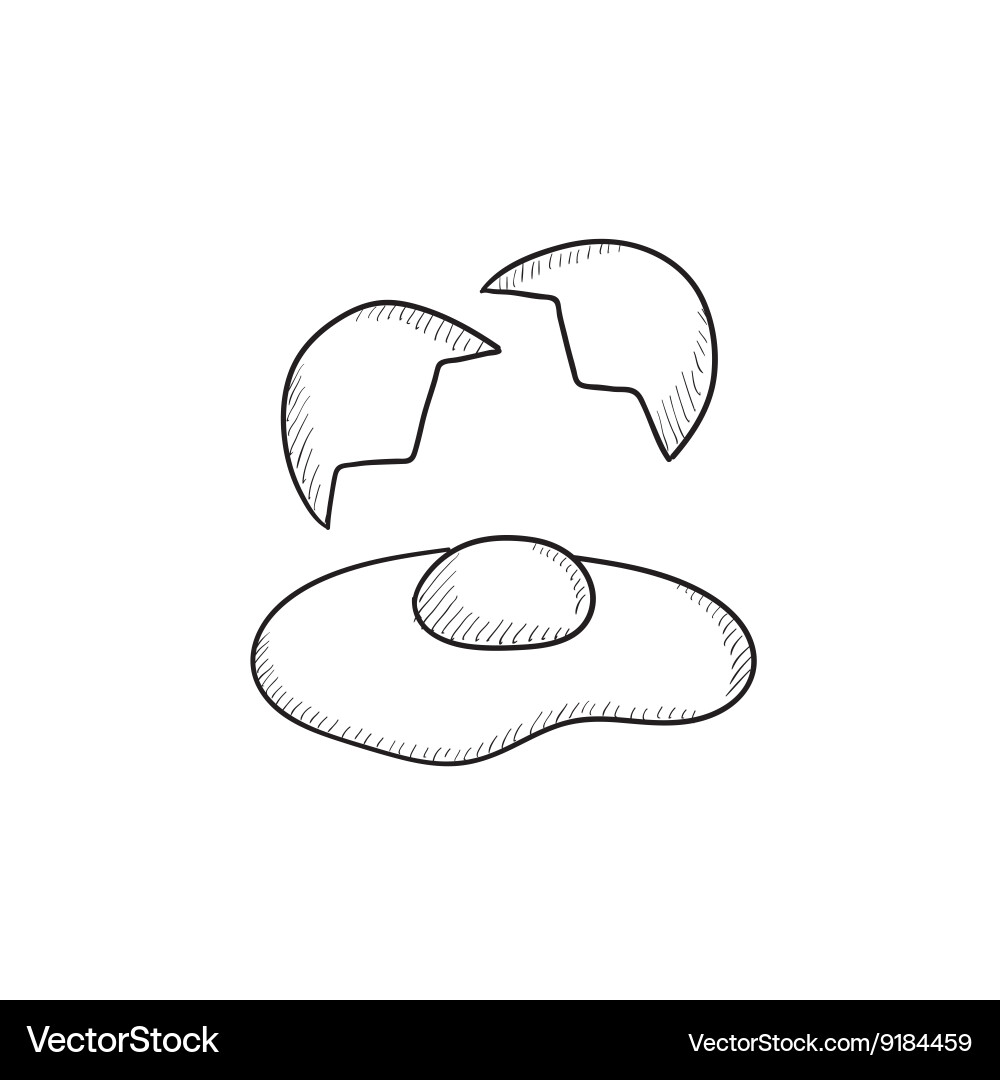 Broken egg and shells sketch icon Vector Image