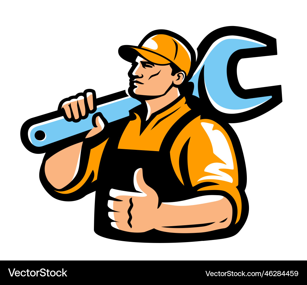 Construction Worker with Tools Vector Image