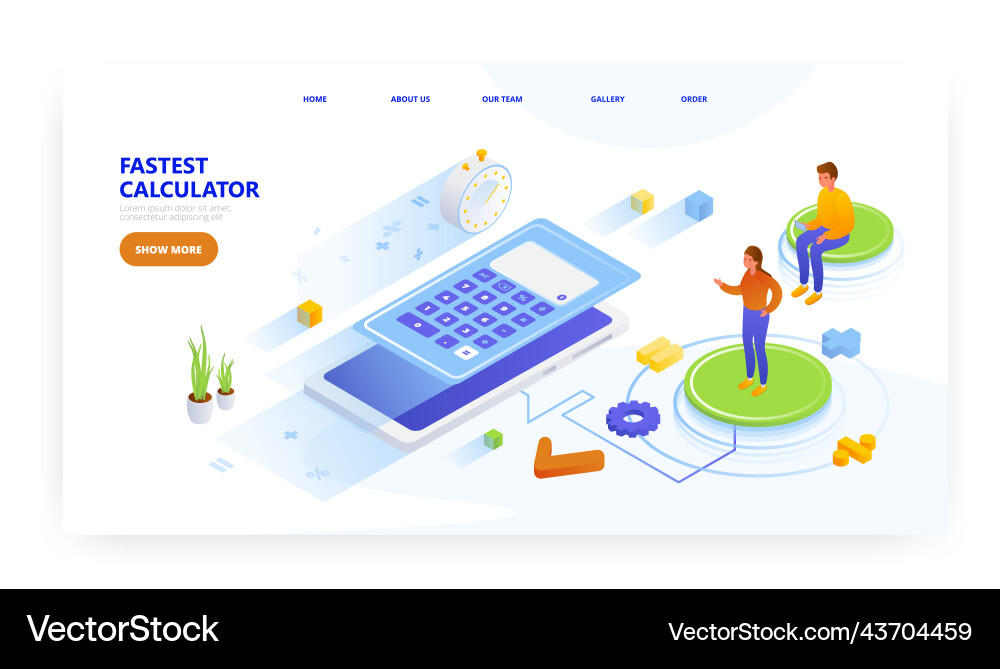 Fastest calculator landing page design website Vector Image