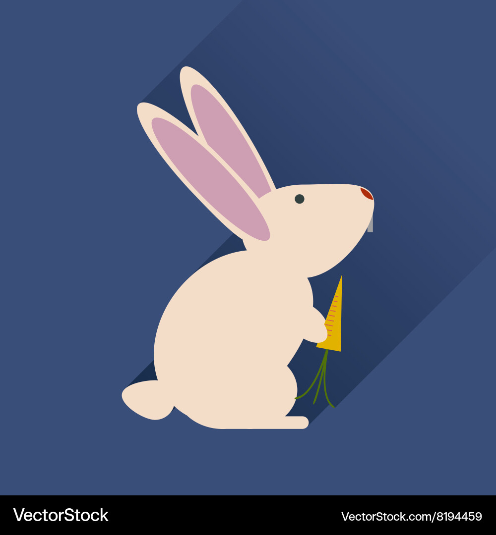 Flat web icon with long shadow rabbit carrot vector image