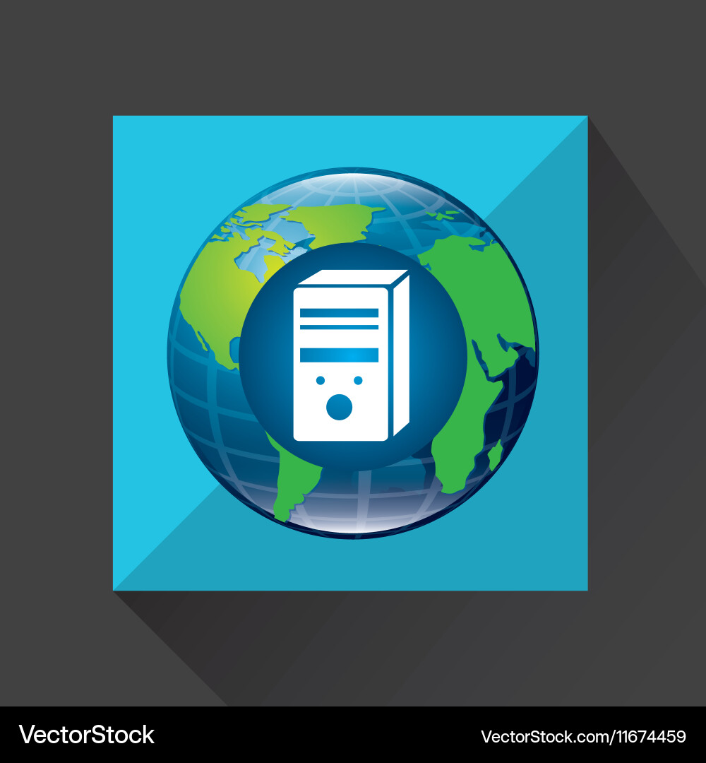 Globe world cpu connection service Vector Image