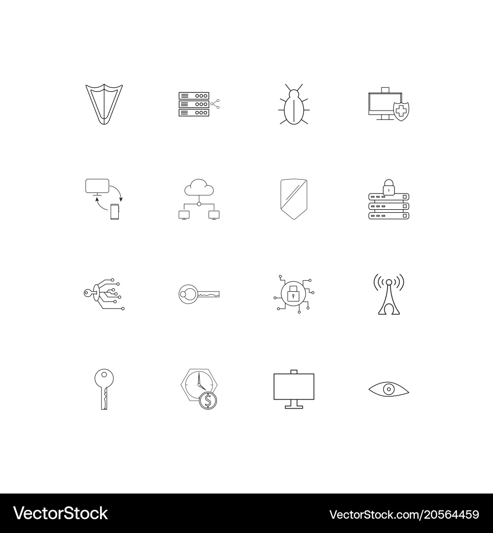 Internet security simple linear icons set vector image