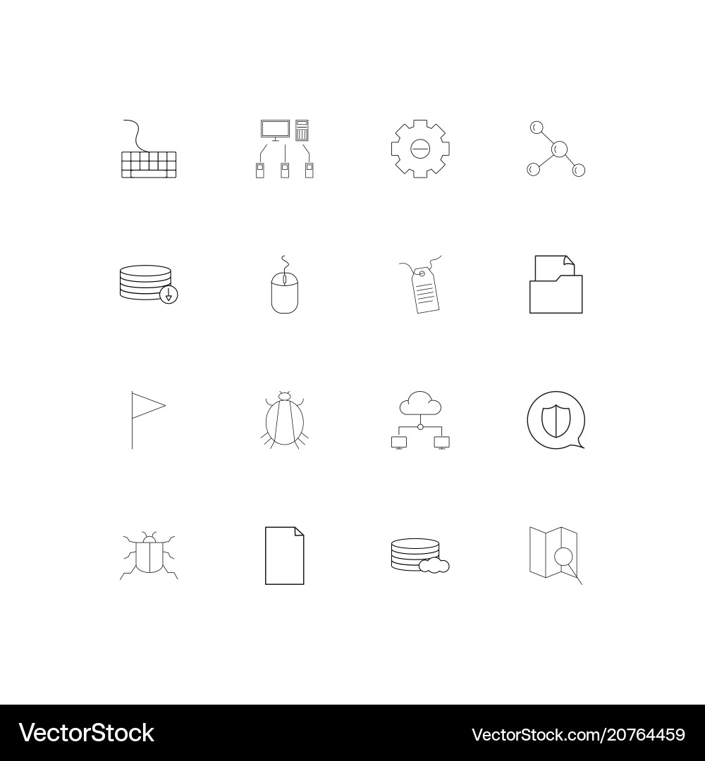 Internet technologies linear thin icons set vector image