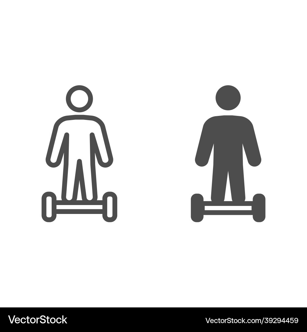 Man on gyroboard front view line and solid icon Vector Image