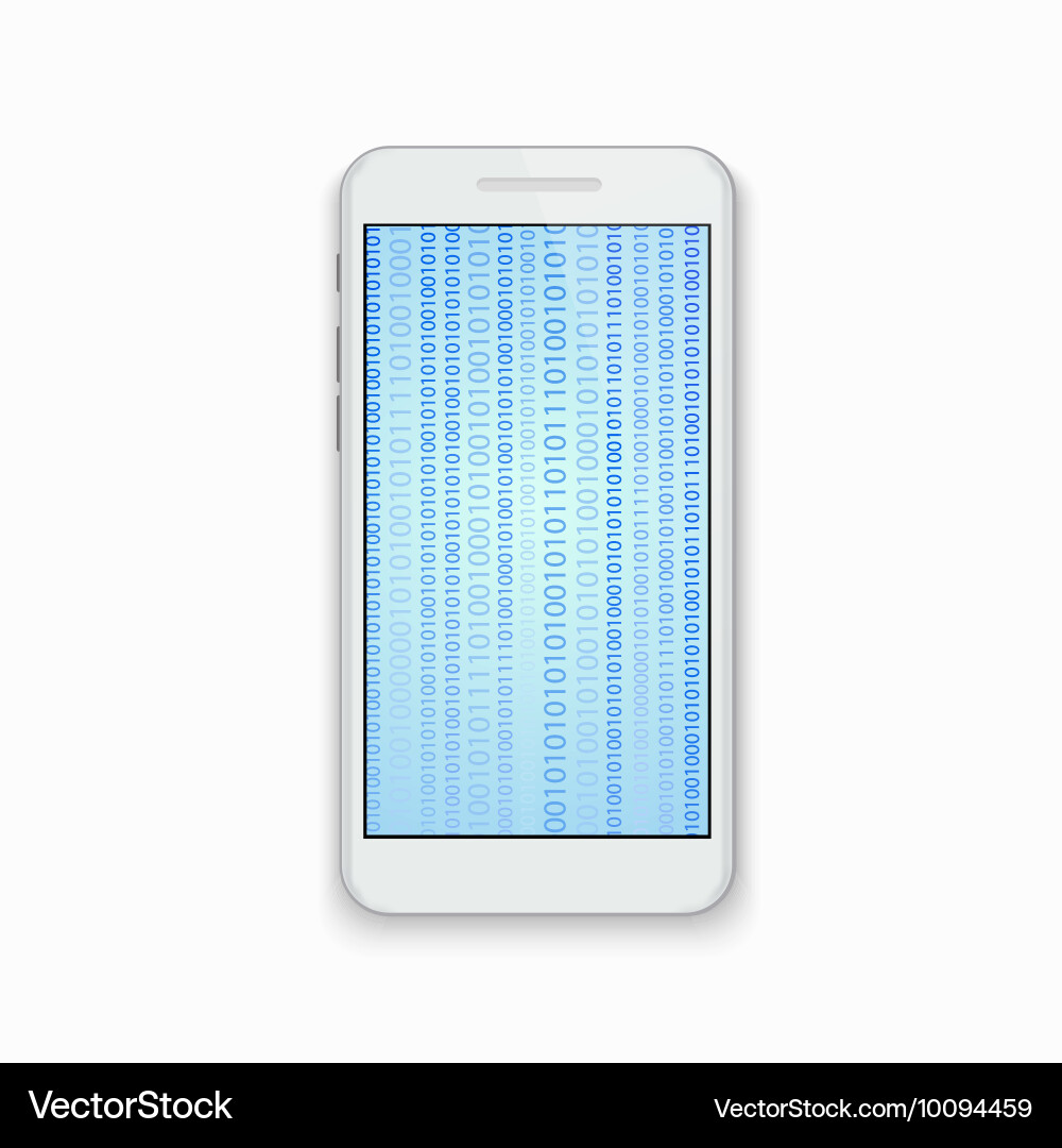 Modern smartphone with binary code vector image