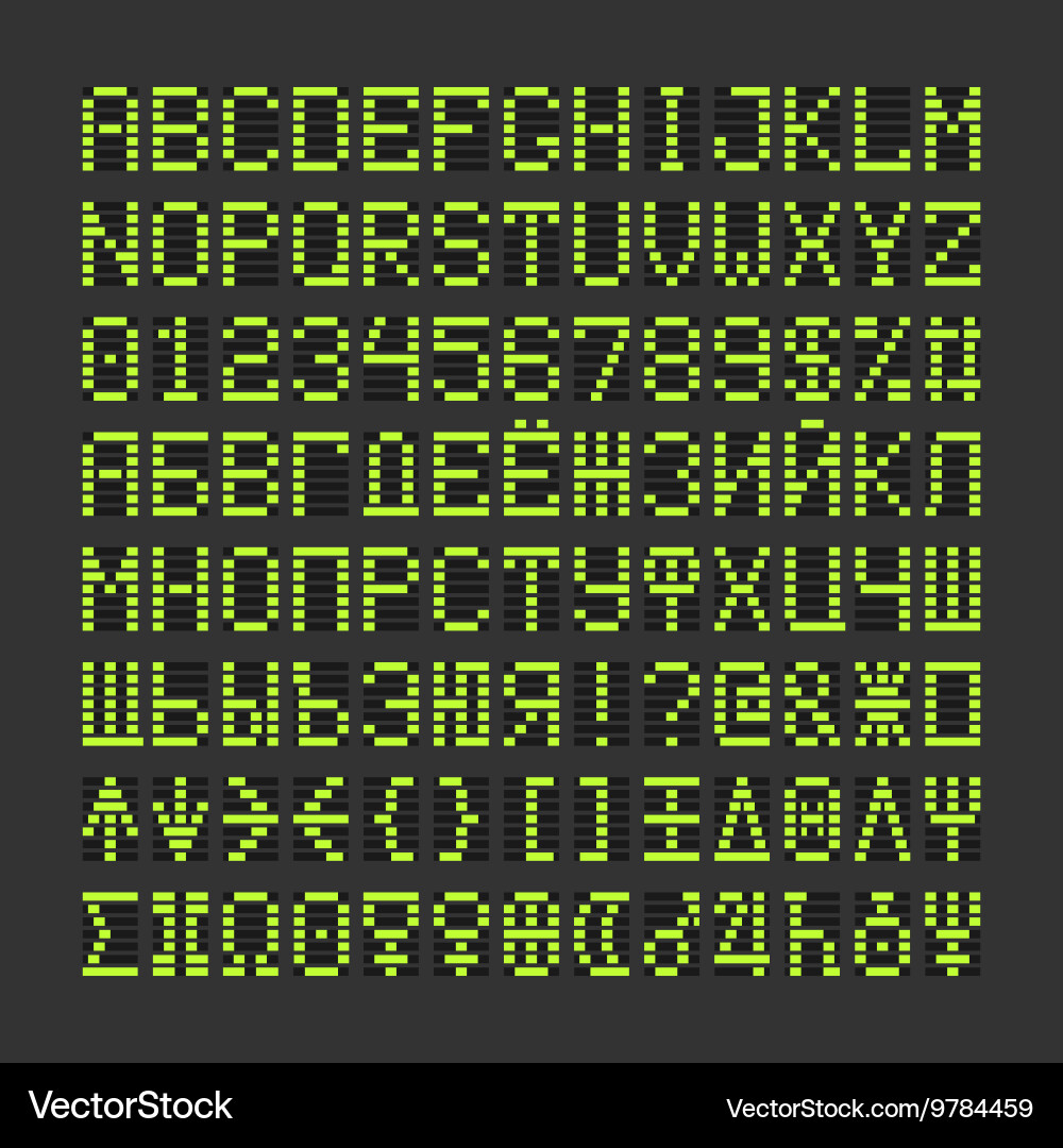 Score table digital letters numbers and planets Vector Image