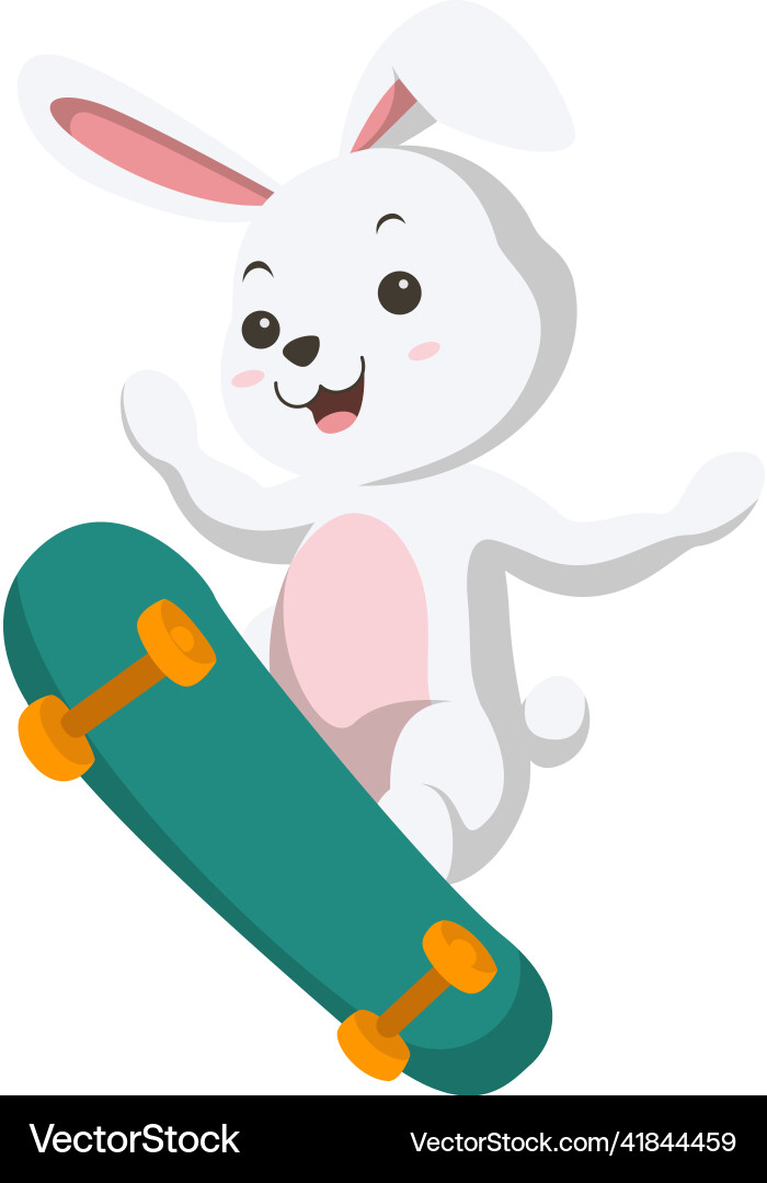 Süße kleine weiße Kaninchen spielen das Skateboard Süße kleine weiße Kaninchen spielen das Skateboard vektorbild