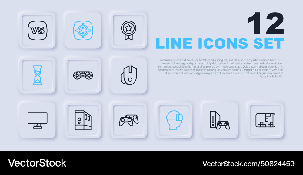 Set line game console with joystick portable Vector Image
