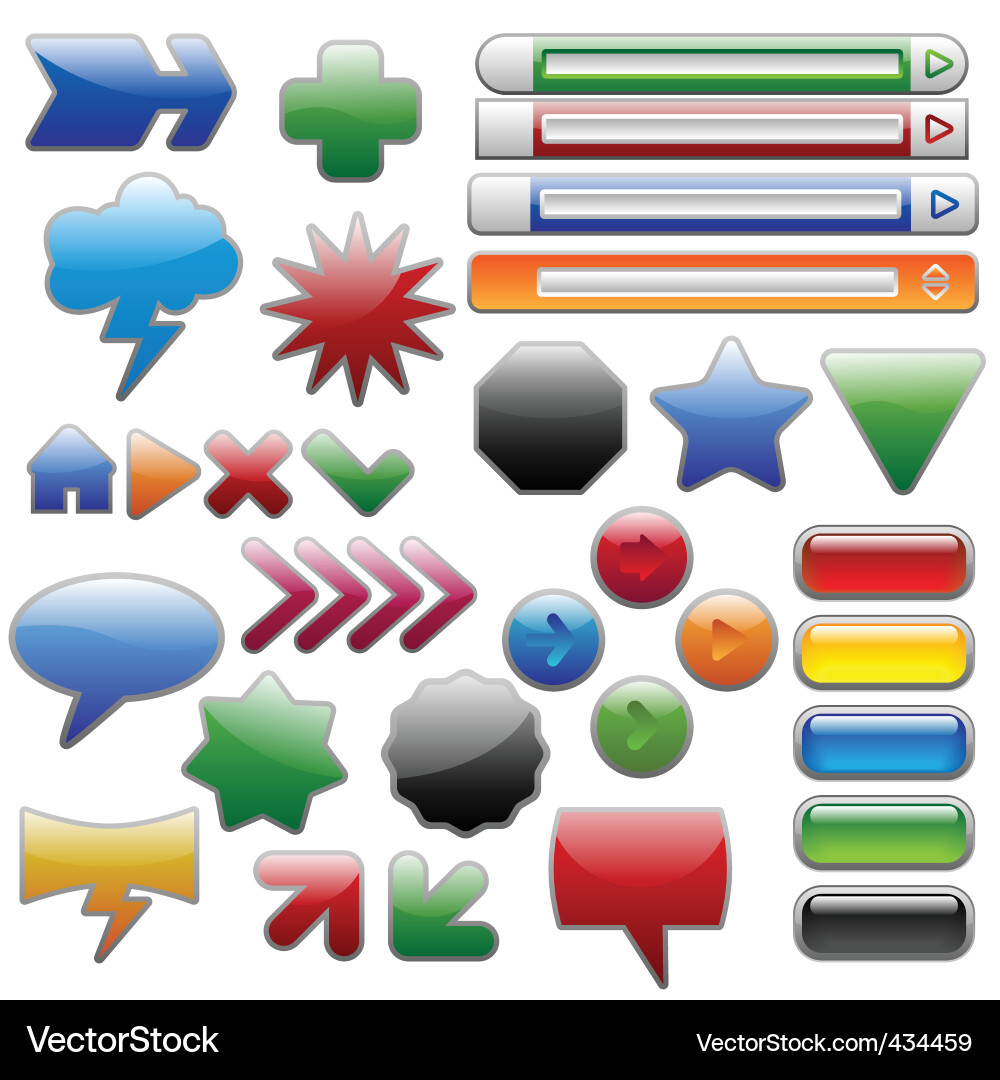 Shiny web elements collection vector image