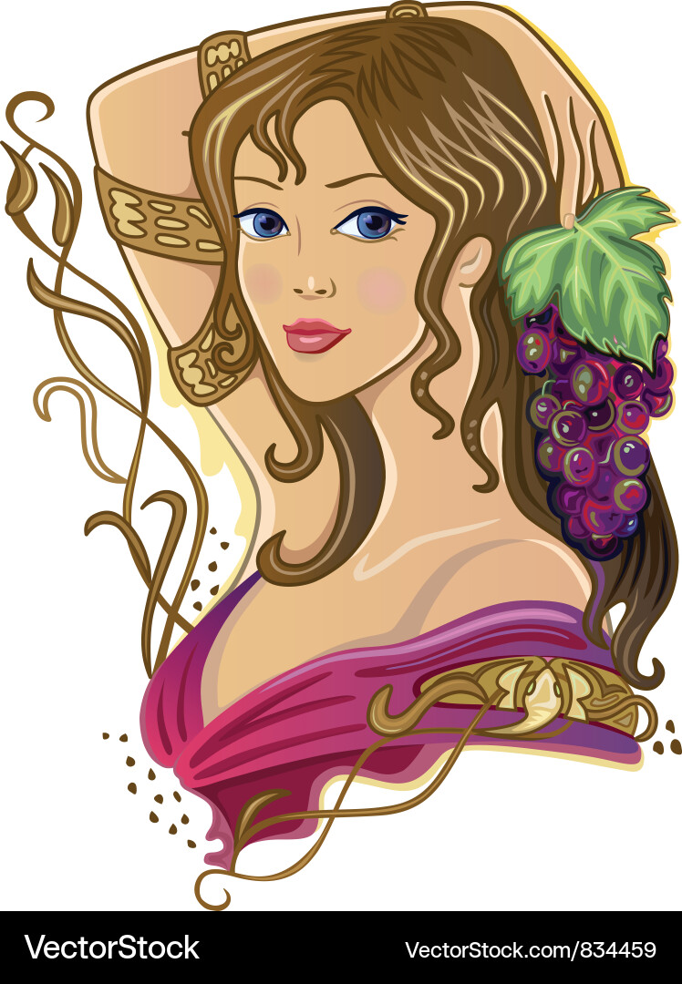 Snake Girl with Grapes Vector Image