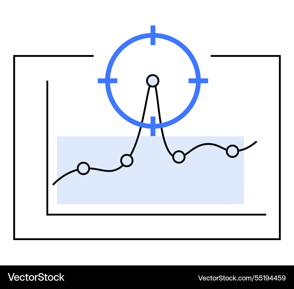 Target tracking graph with data points and blue Target tracking graph with data points and blue vector image
