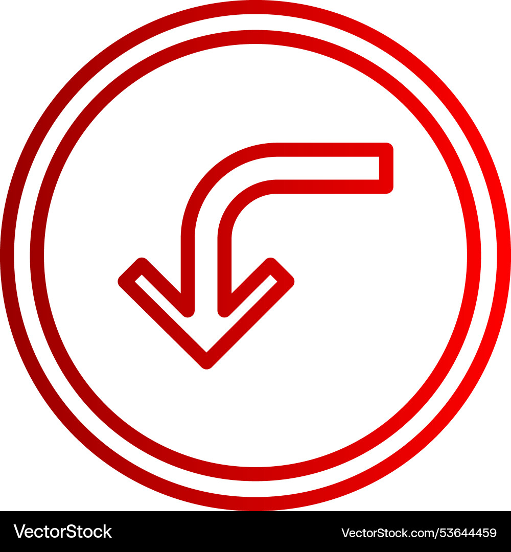 Turn down arrow line gradient icon Vector Image