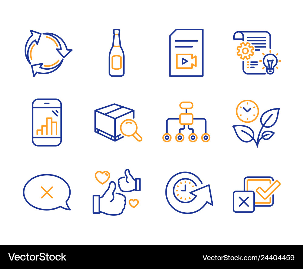 Update time graph phone and video file icons set Update time graph phone and video file icons set vector image