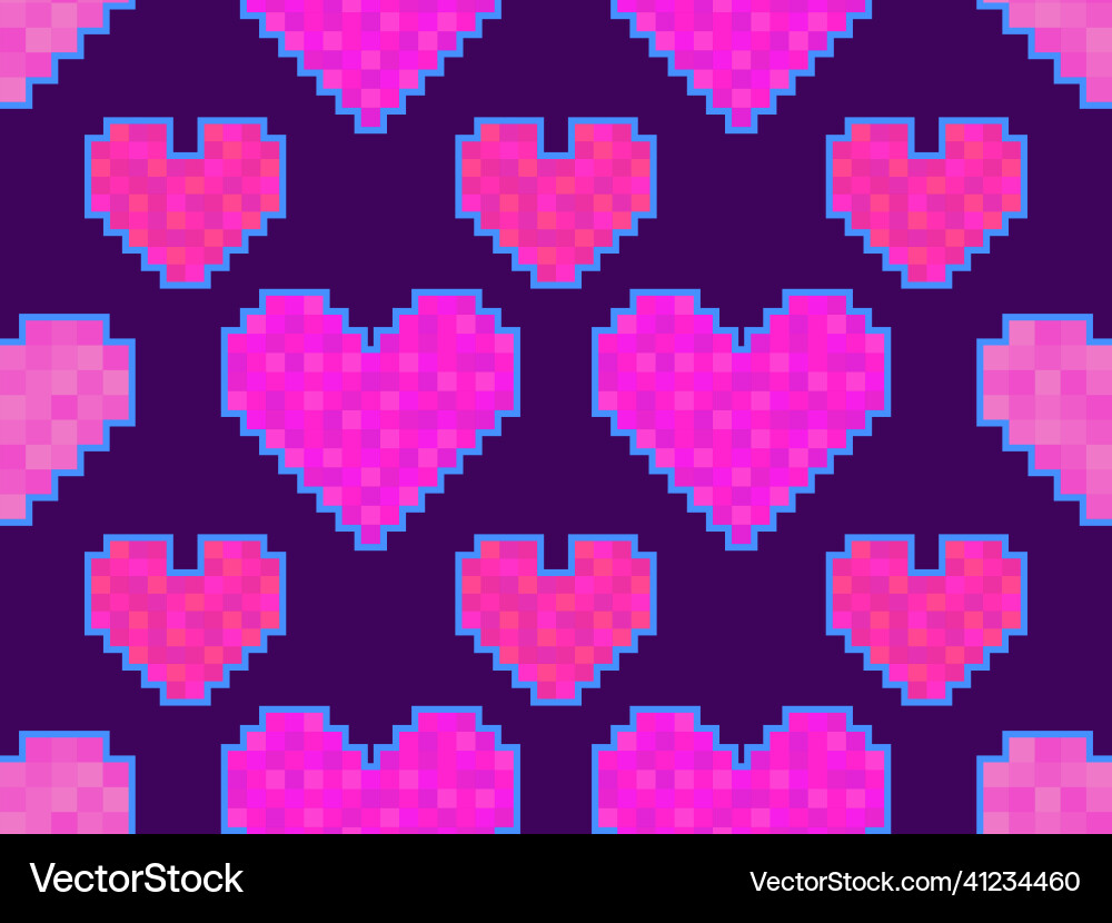 8-Bit Pixel Heart Pattern Vector Image