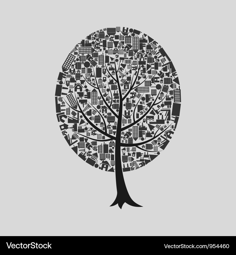 Building with Tree Vector Image
