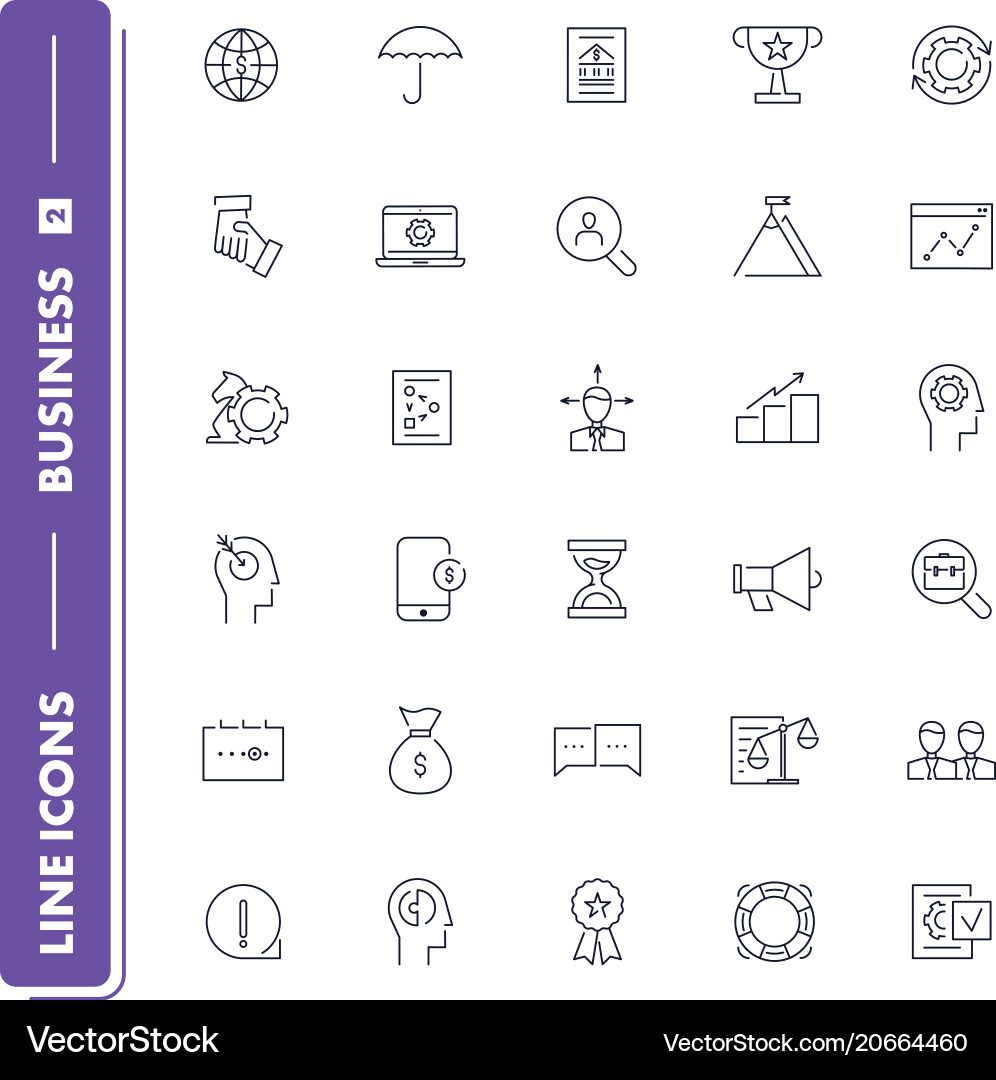 Business Line Icons Set vector image