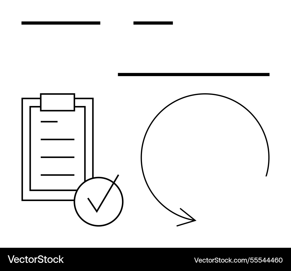 Checklist with circular arrow suggesting progress Checklist with circular arrow suggesting progress vector image