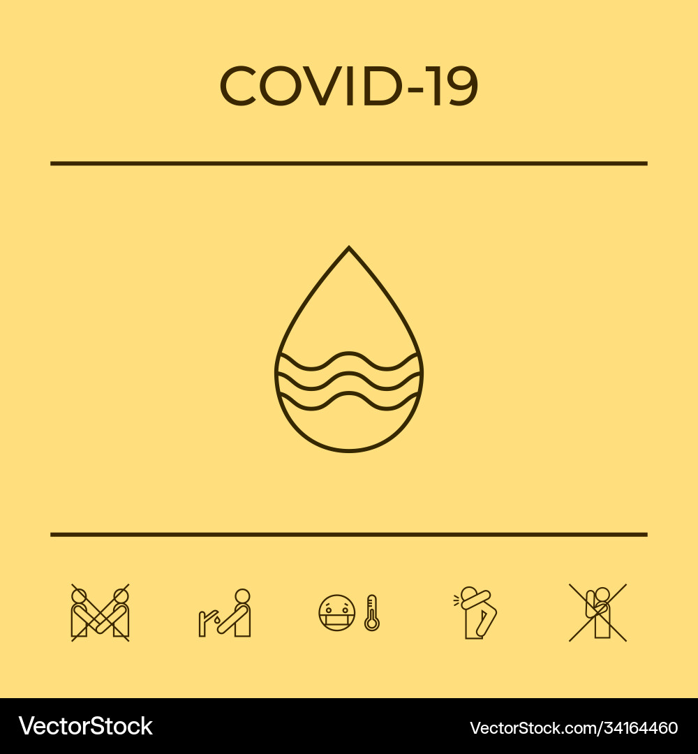 Drop line icon with waves graphic elements Vector Image