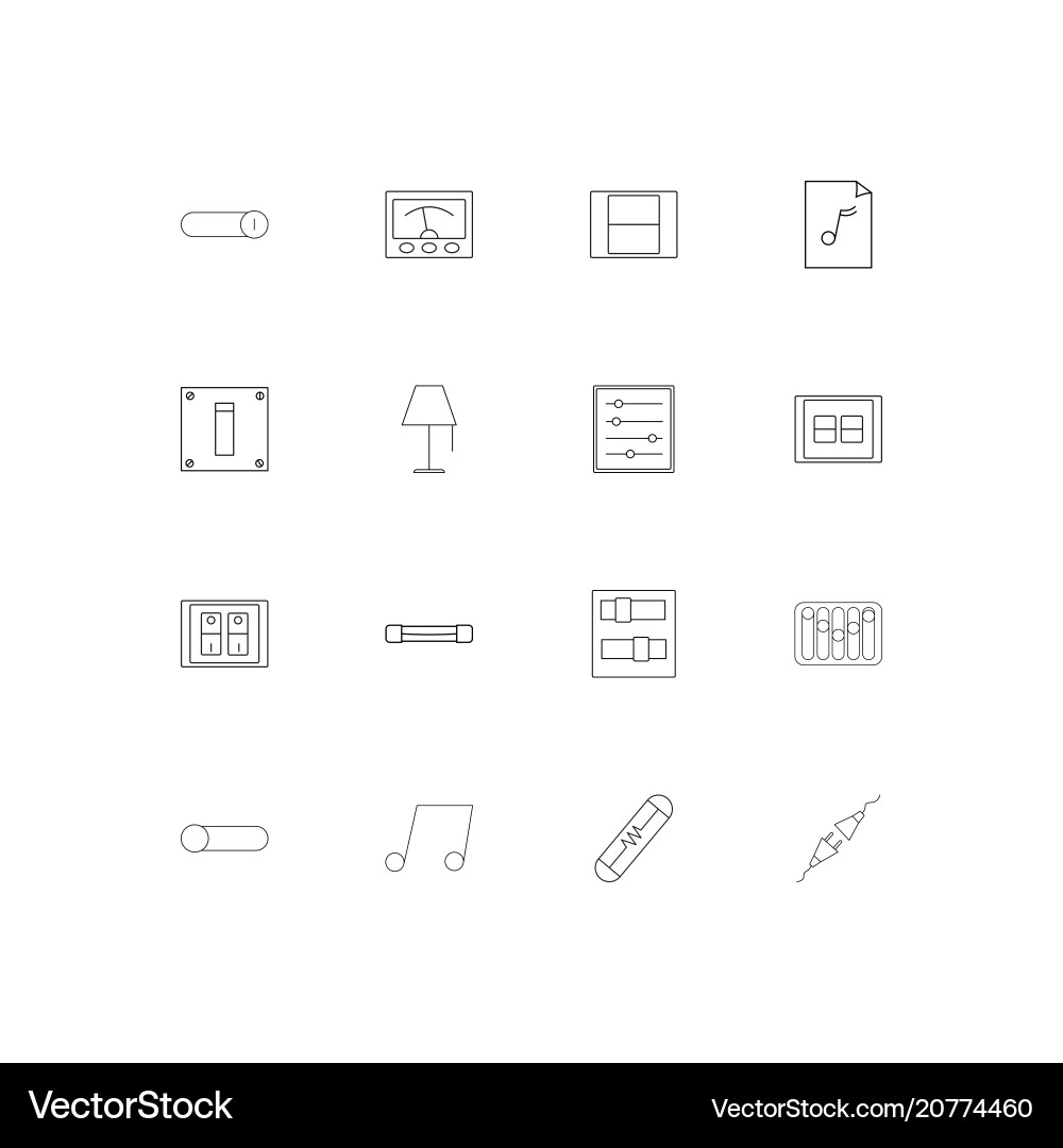 Electrical linear thin icons set outlined simple vector image
