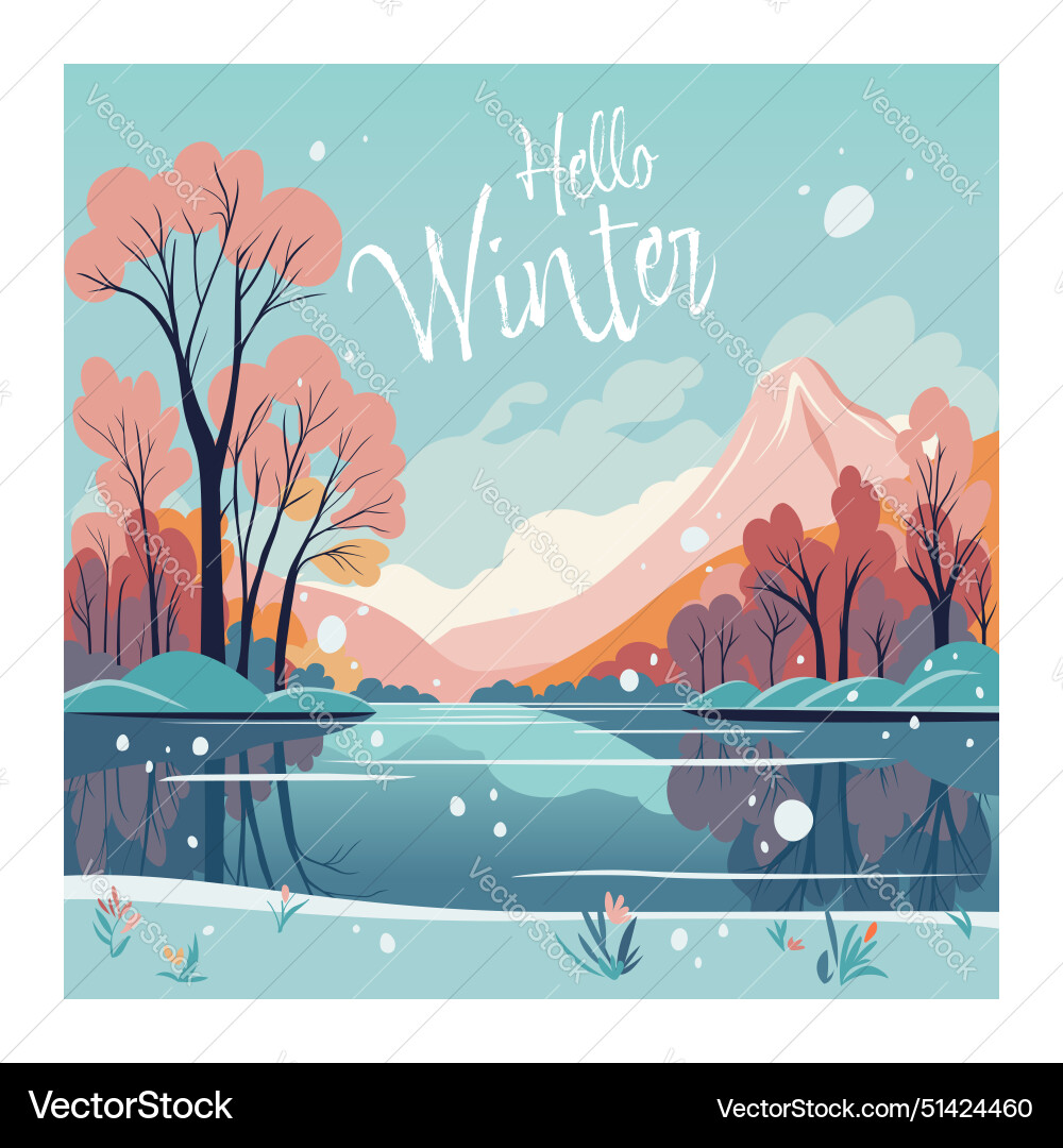 Hello winter poster Royalty Free Vector Image - VectorStock