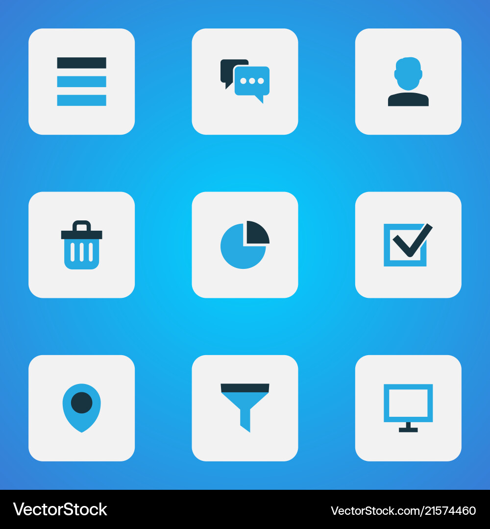 Interface icons colored set with user task Interface icons colored set with user task vector image
