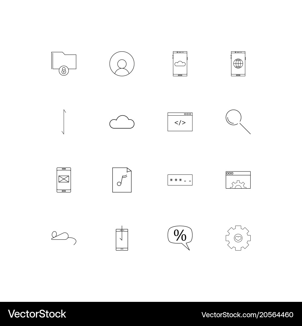 Internet technologies simple linear icons set vector image