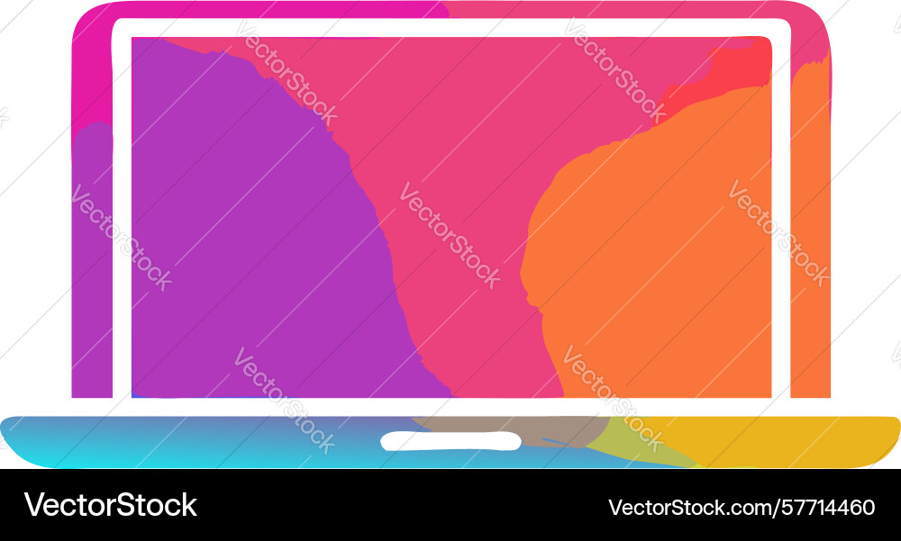 Laptop with abstract gradient background display vector image