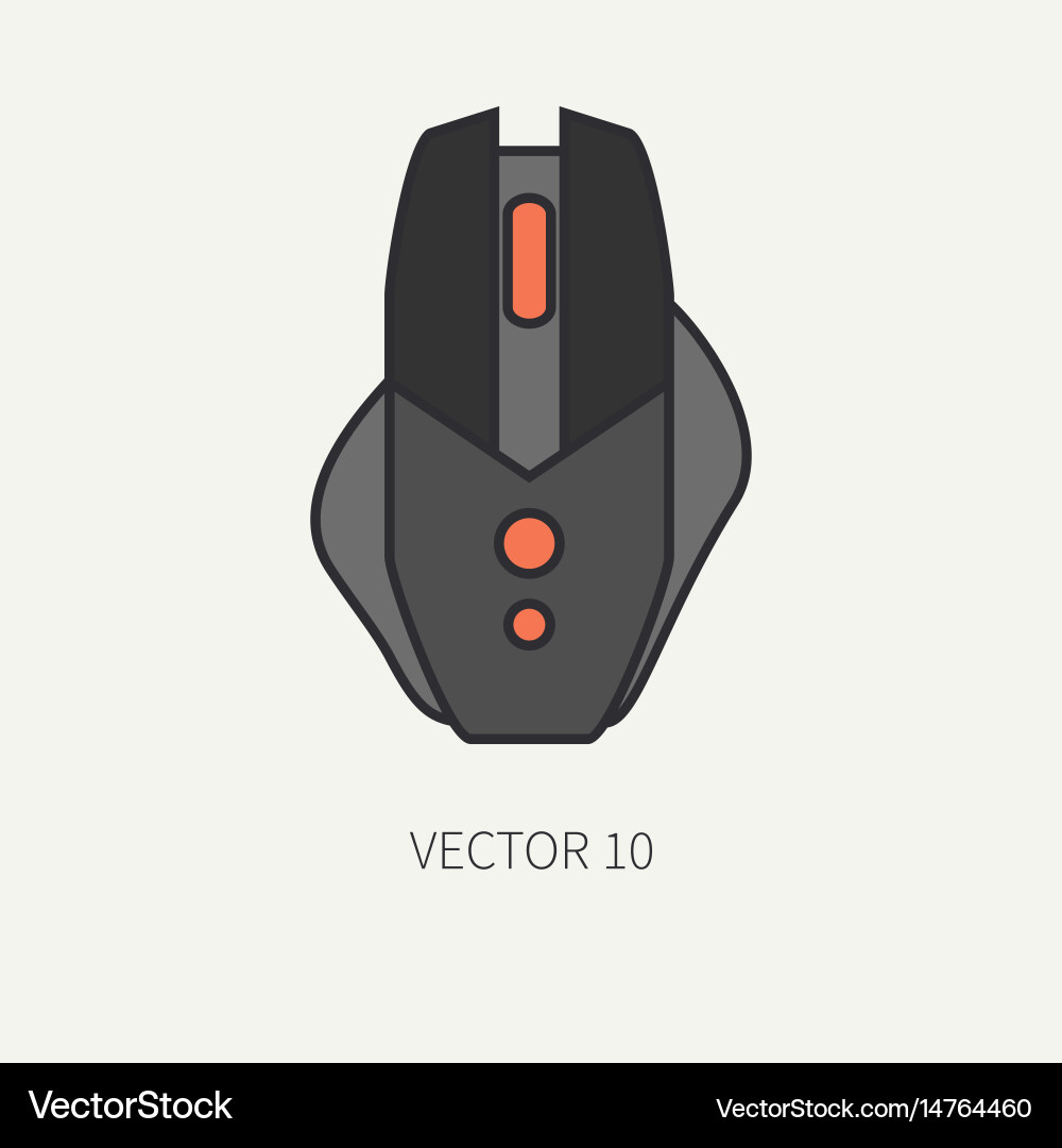 Line flat color computer part icon mouse Vector Image