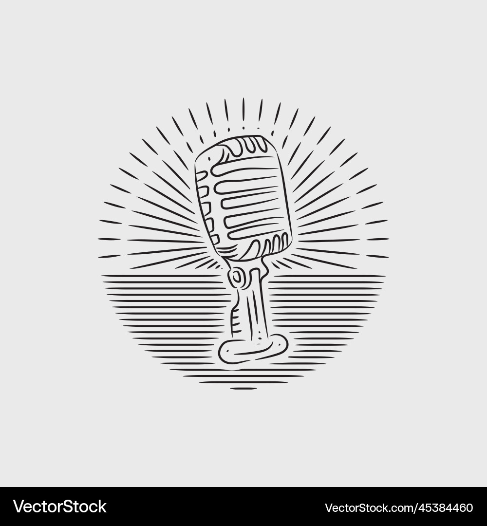 Mikrofon Vintage Logo Stil Hand gezeichnet Mikrofon Vintage Logo Stil Hand gezeichnet vektorbild