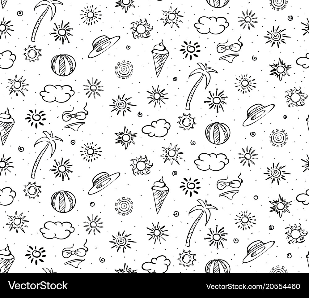 Monochrome Summer Beach Pattern vector image