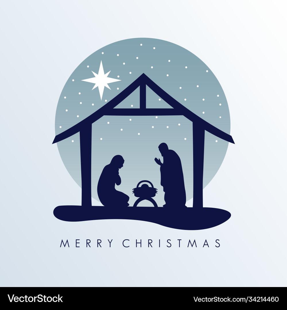 Nativity Scene with Holy Family Vector Image