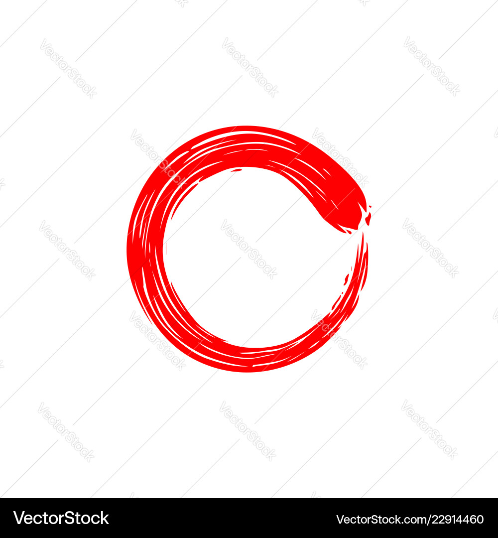 Red circle zen enso ink watercolor logo icon Red circle zen enso ink watercolor logo icon Vector Image