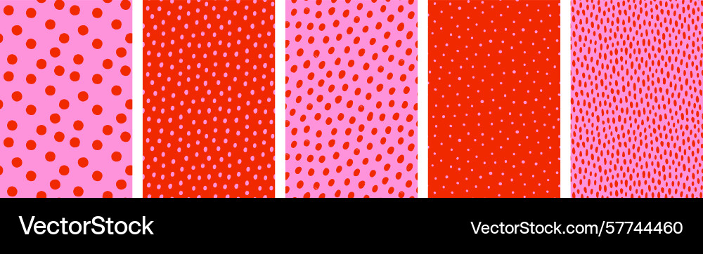 Seamless patterns with red and pink dot background Vector Image