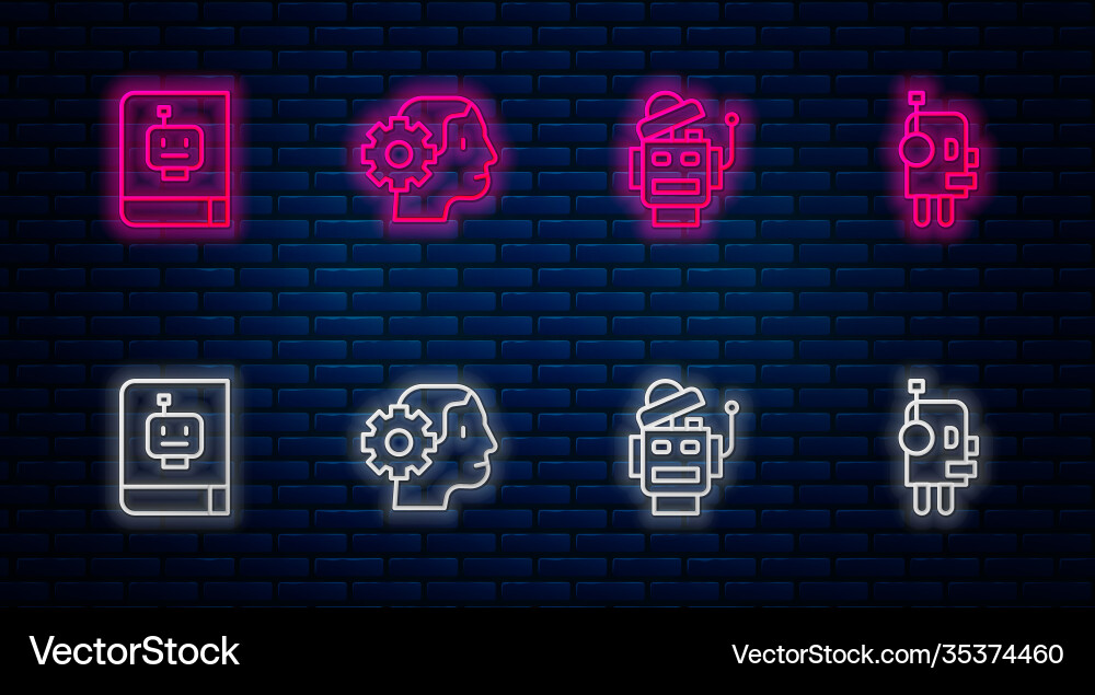 Set line humanoid robot user manual Set line humanoid robot user manual vector image