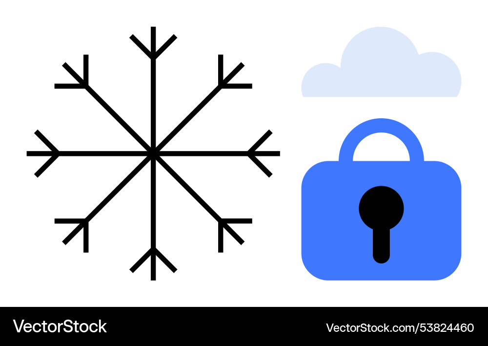 Snowflake lock and cloud symbolizing data Snowflake lock and cloud symbolizing data vector image