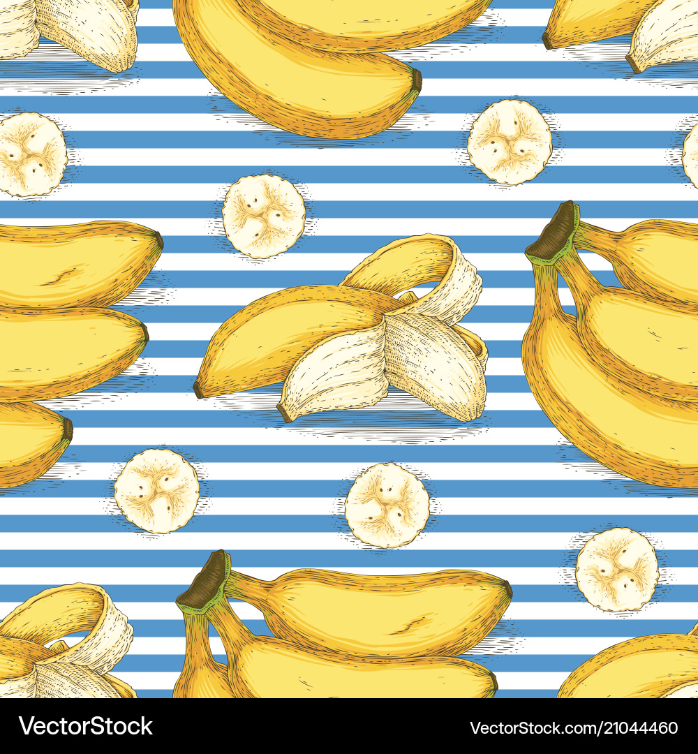 Striped seamless pattern with banana Striped seamless pattern with banana Vector Image