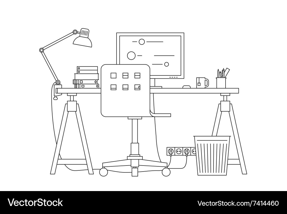 Workplace thin line Royalty Free Vector Image - VectorStock