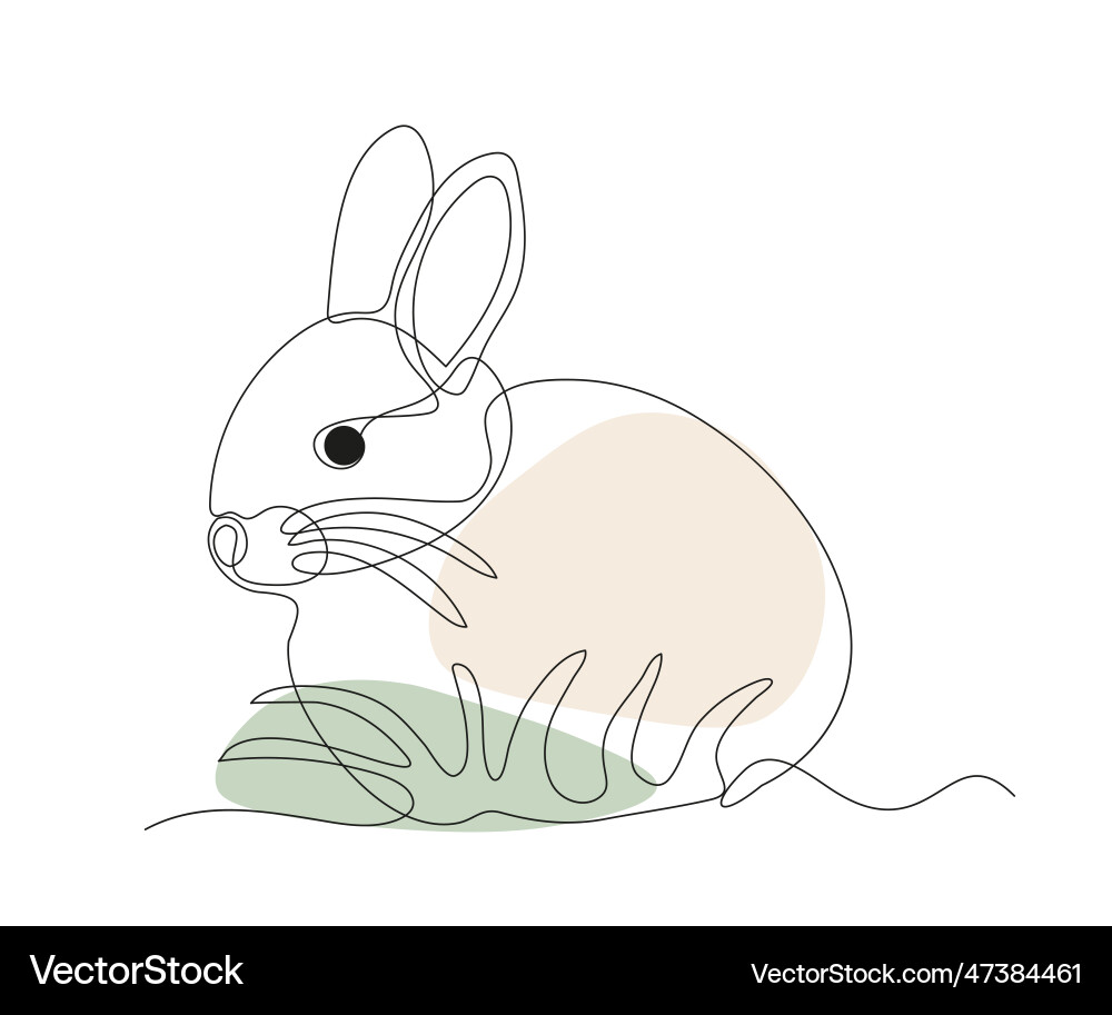 Abstract rabbit or little hare continuous one Vector Image