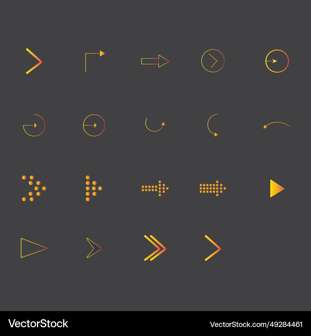Arrows gradient set icons arrow icon Arrows gradient set icons arrow icon Vector Image