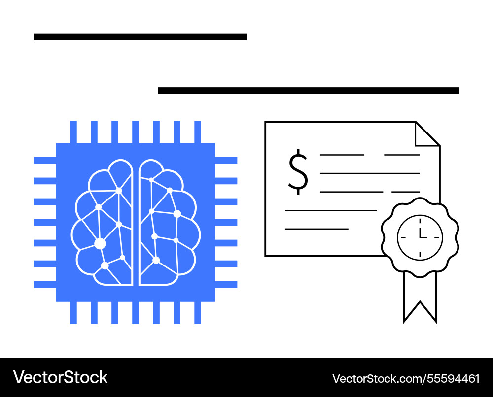 Artificial intelligence certification with chip Artificial intelligence certification with chip vector image