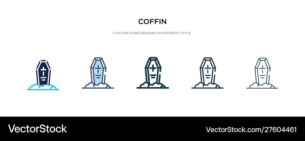 Coffin icon in different style two colored Coffin icon in different style two colored vector image