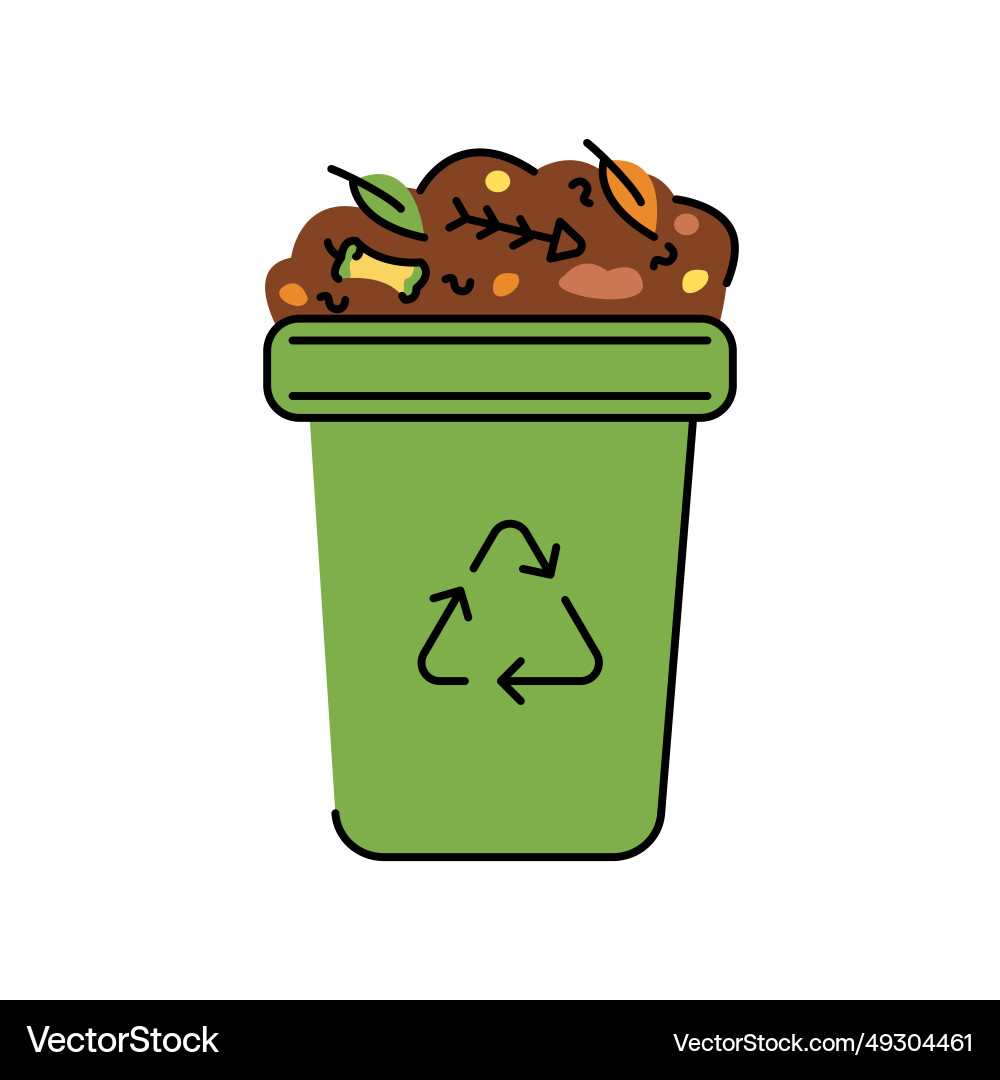 Compost barrel color line icon composting Vector Image